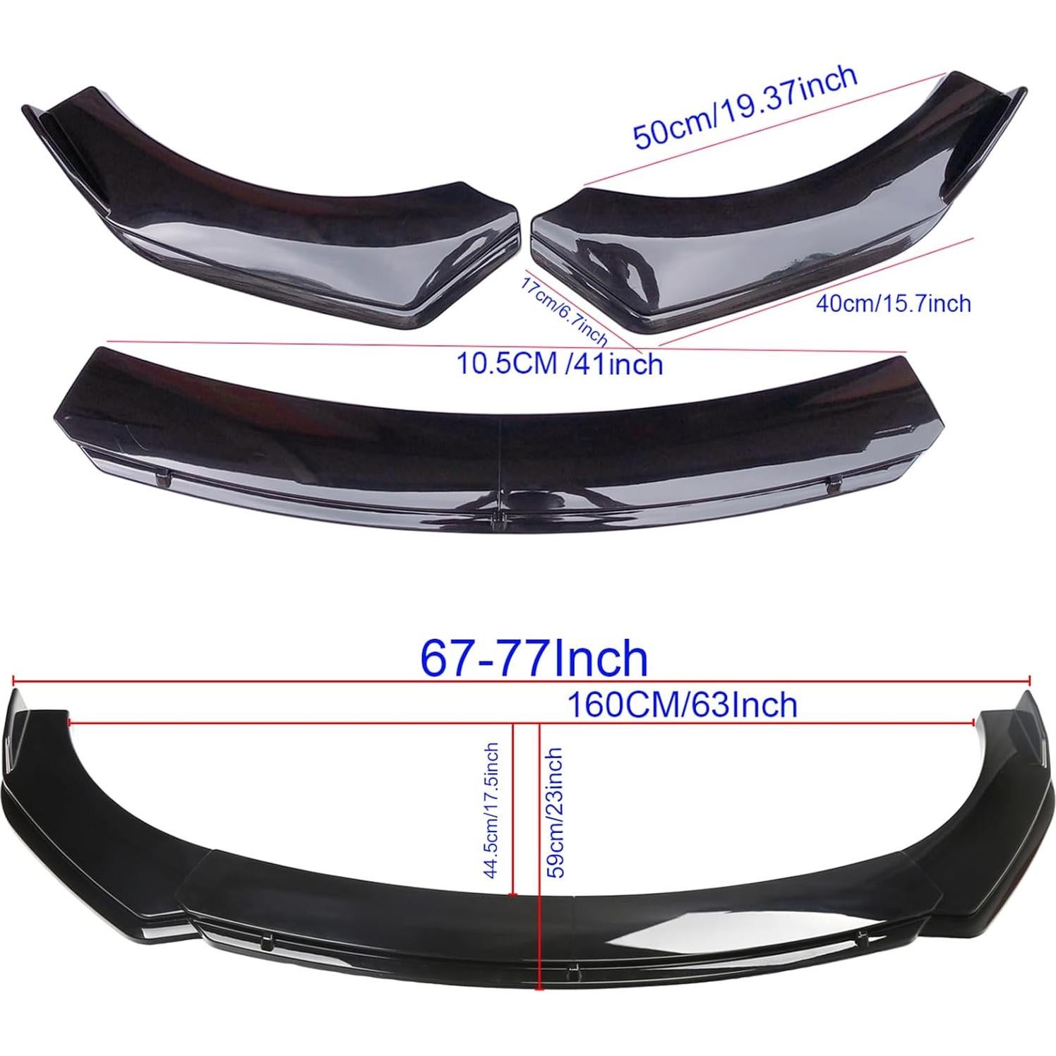 Labio de Parachoques Frontal Universal Aokzeeo ABS Negro