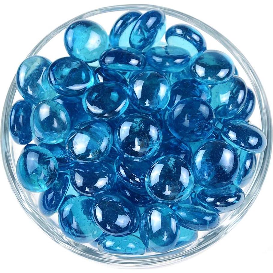 Gemas de vidrio plano KINGOU 0,45 kg Azul aqua 17-20 mm
