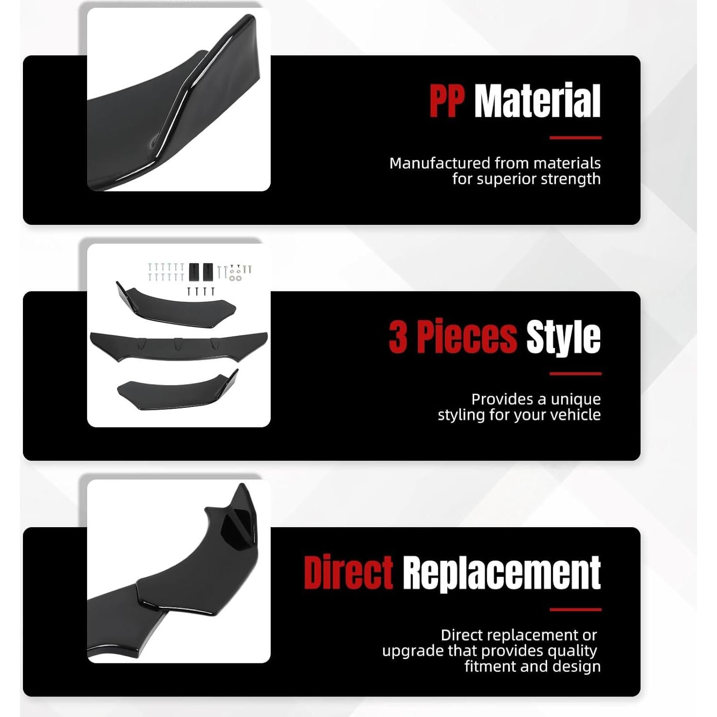 Labio Frontal Universal DEERMOTO Ajustable para Coche Negro