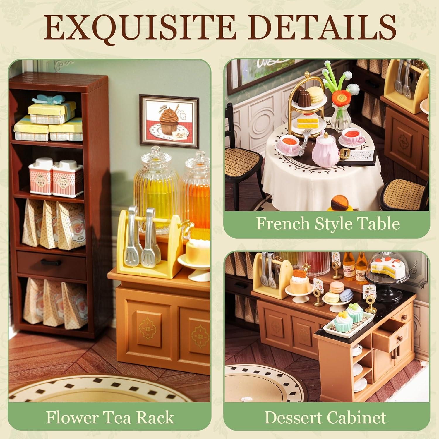 Rolife Miniatura Casa de Té DIY con LED 16x18 cm