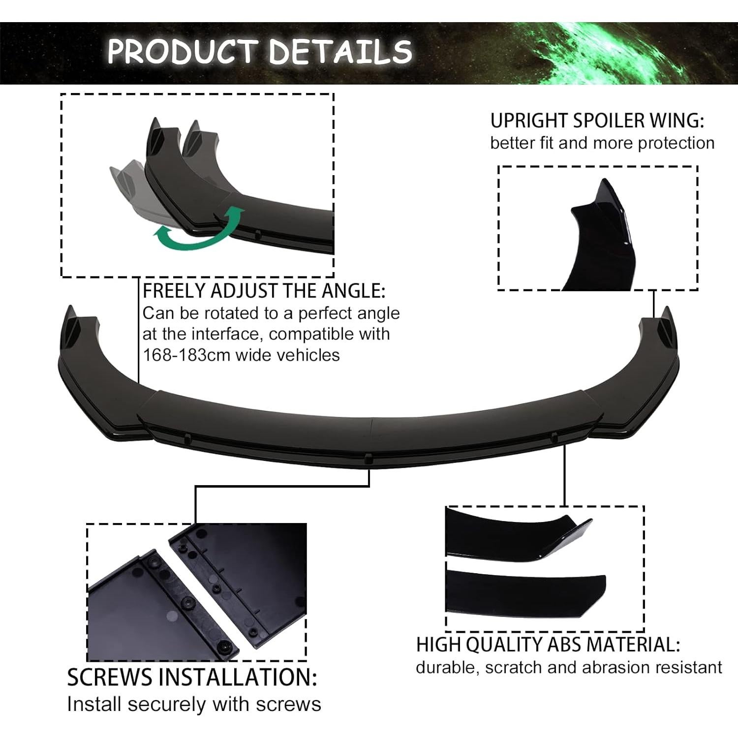 Difusor Protector de Spoiler Frontal DREAMIZER Universal Negro