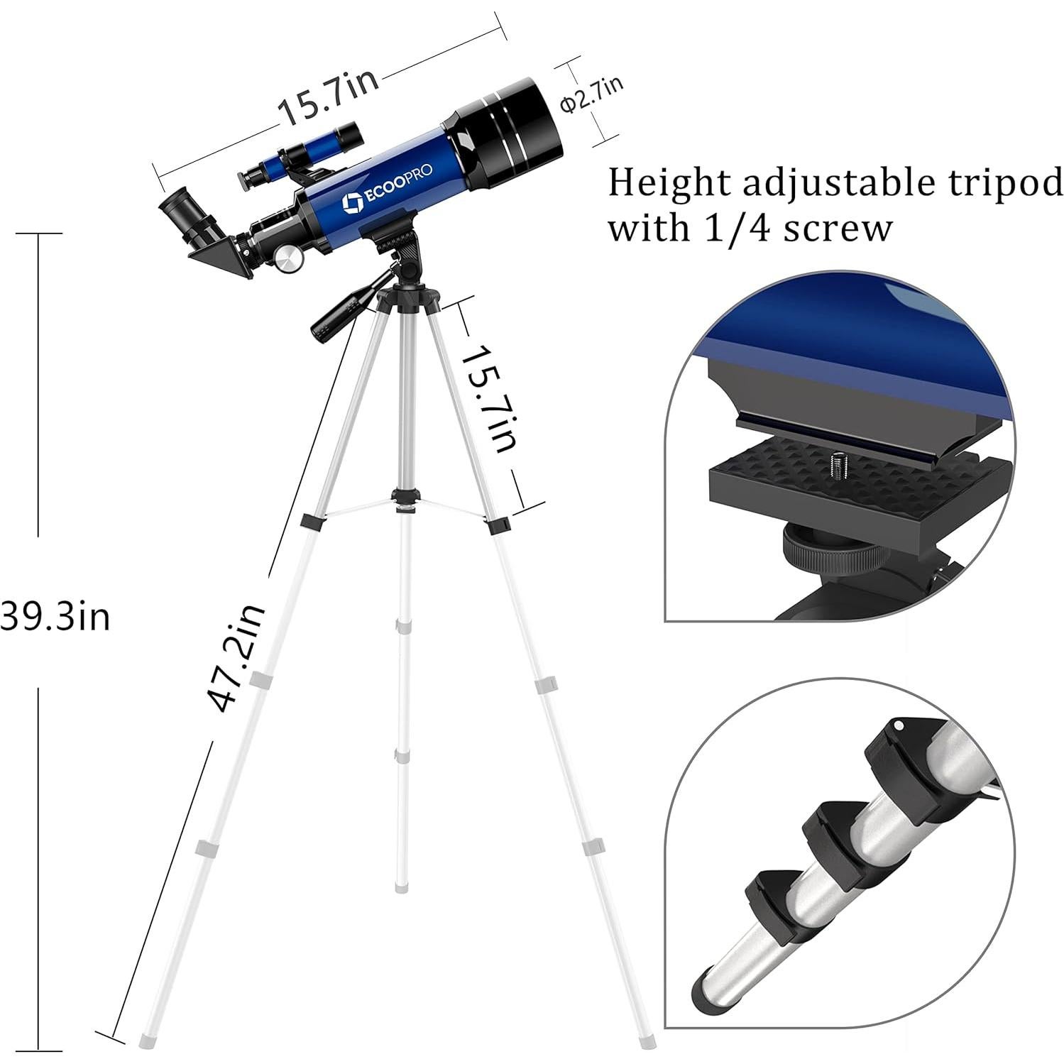 Telescopio Refractor CSSEA 70mm para Niños y Principiantes
