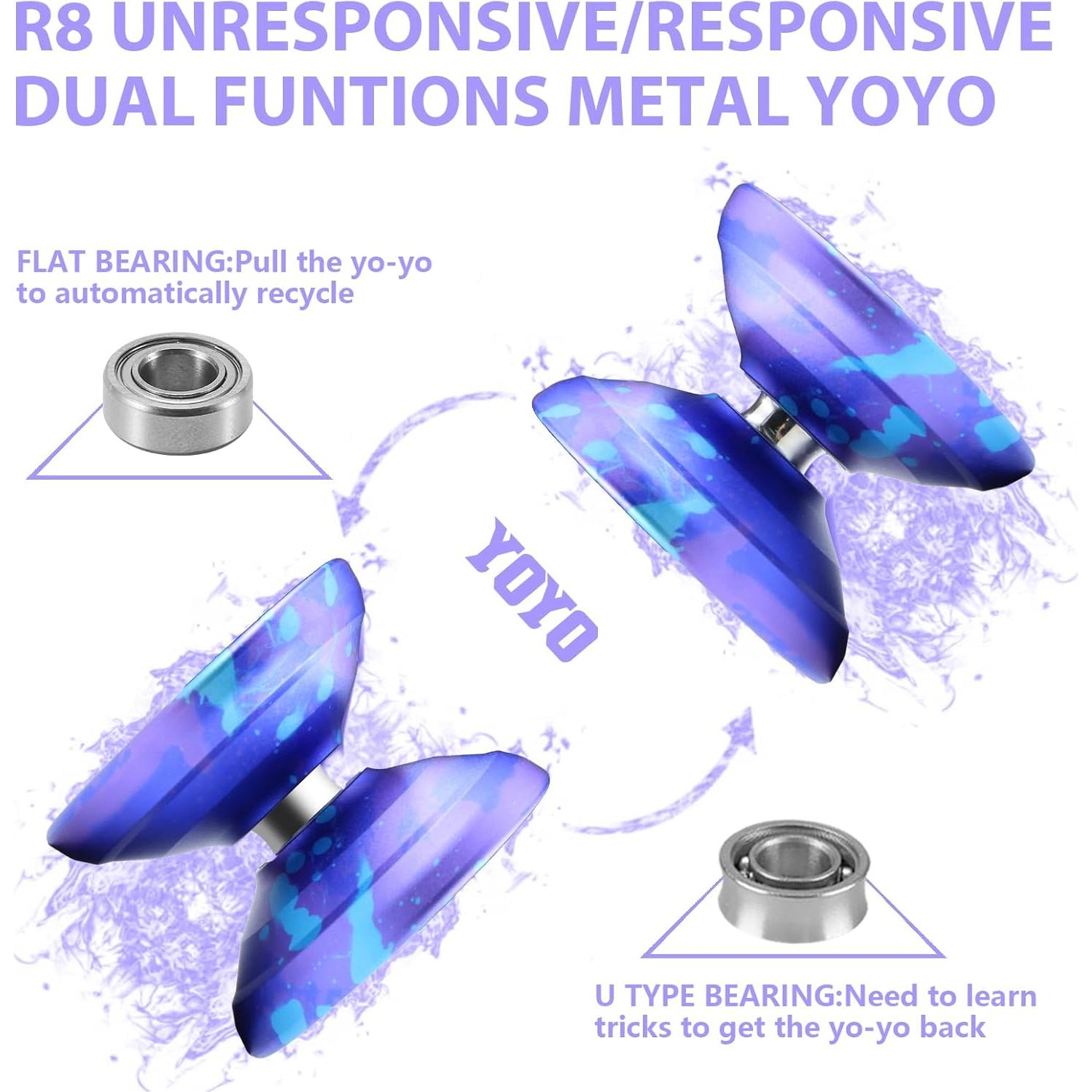 Yoyo WATIEOBOO R8 Profesional Doble Función Azul Púrpura
