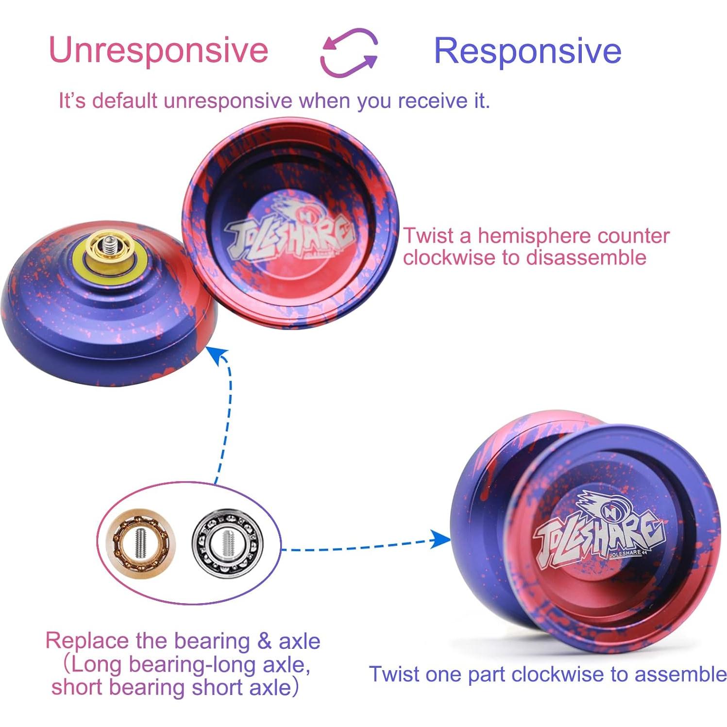 Yoyo Profesional JOLESHARE No Responsivo y Responsivo Rojo Azul