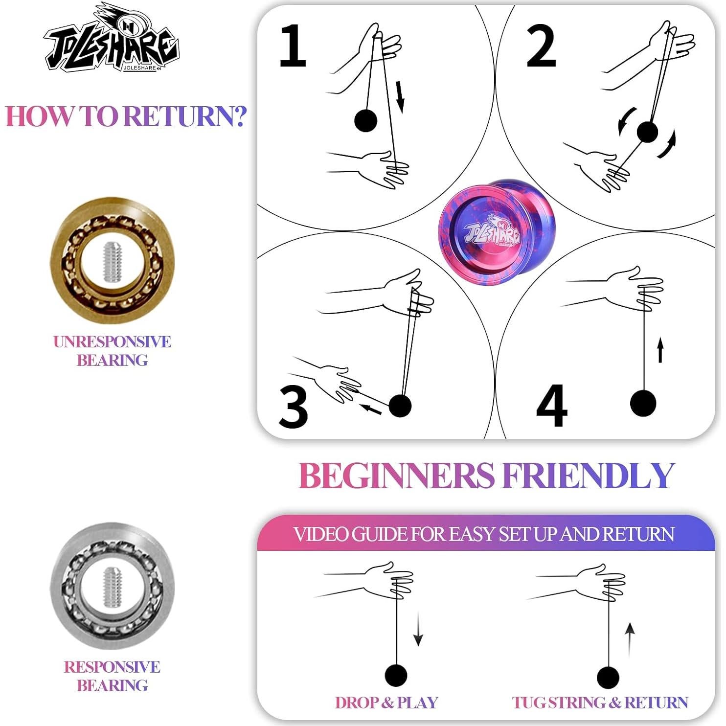 Yoyo Profesional JOLESHARE No Responsivo y Responsivo Rojo Azul