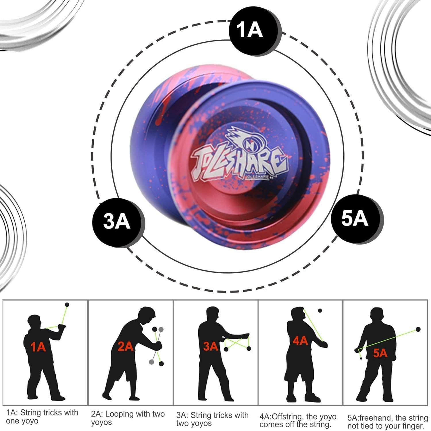 Yoyo Profesional JOLESHARE No Responsivo y Responsivo Rojo Azul