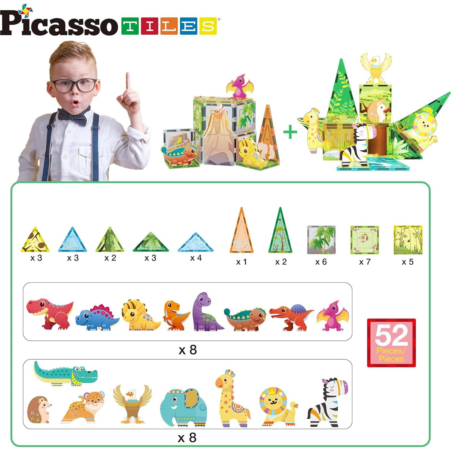 Juego de Bloques Magnéticos PicassoTiles Safari y Dinosaurios