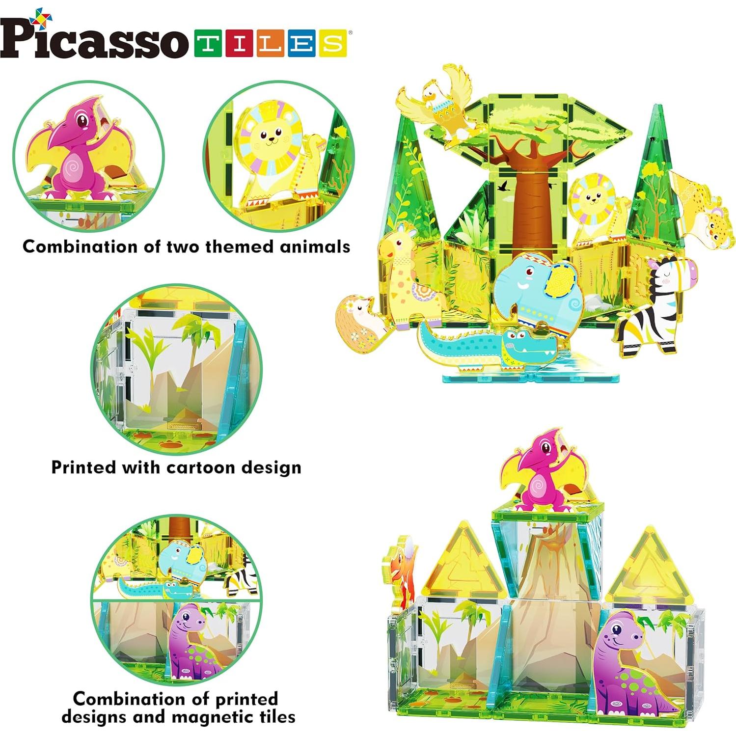 Juego de Bloques Magnéticos PicassoTiles Safari y Dinosaurios