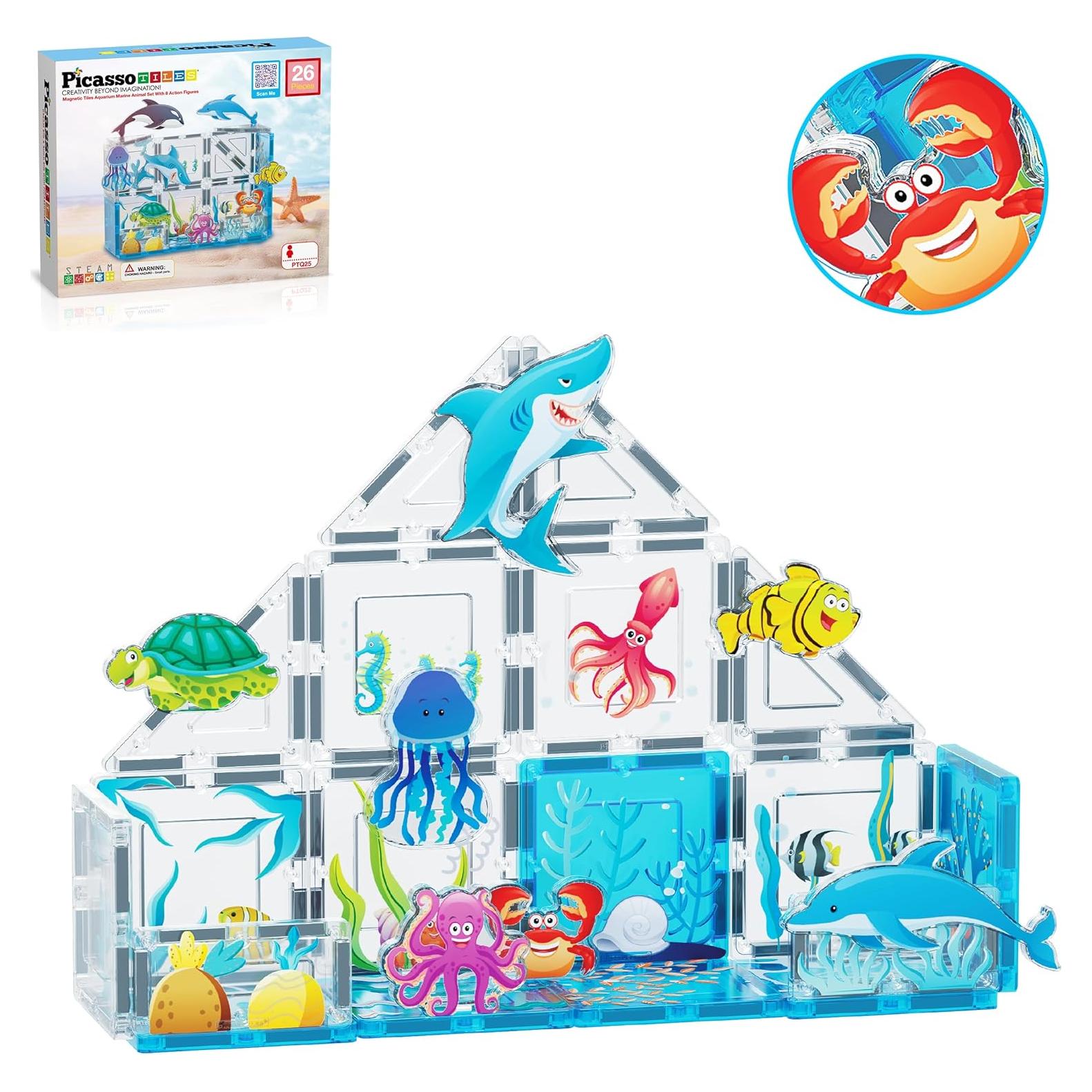PicassoTiles Bloques Magnéticos Mundo Marino 26 Piezas