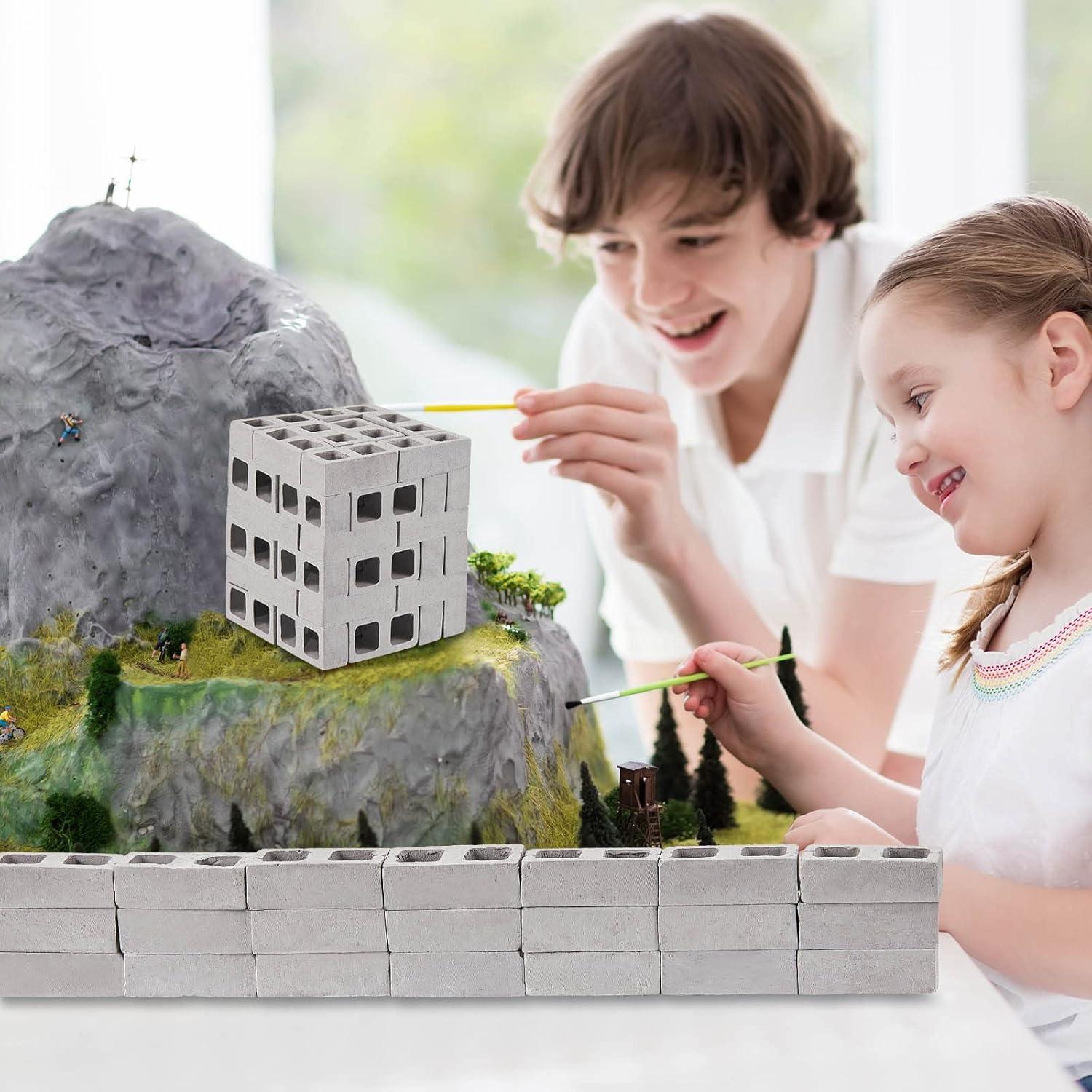 Civaner 50 Pzs Mini Ladrillos Concreto Gris para Maquetas