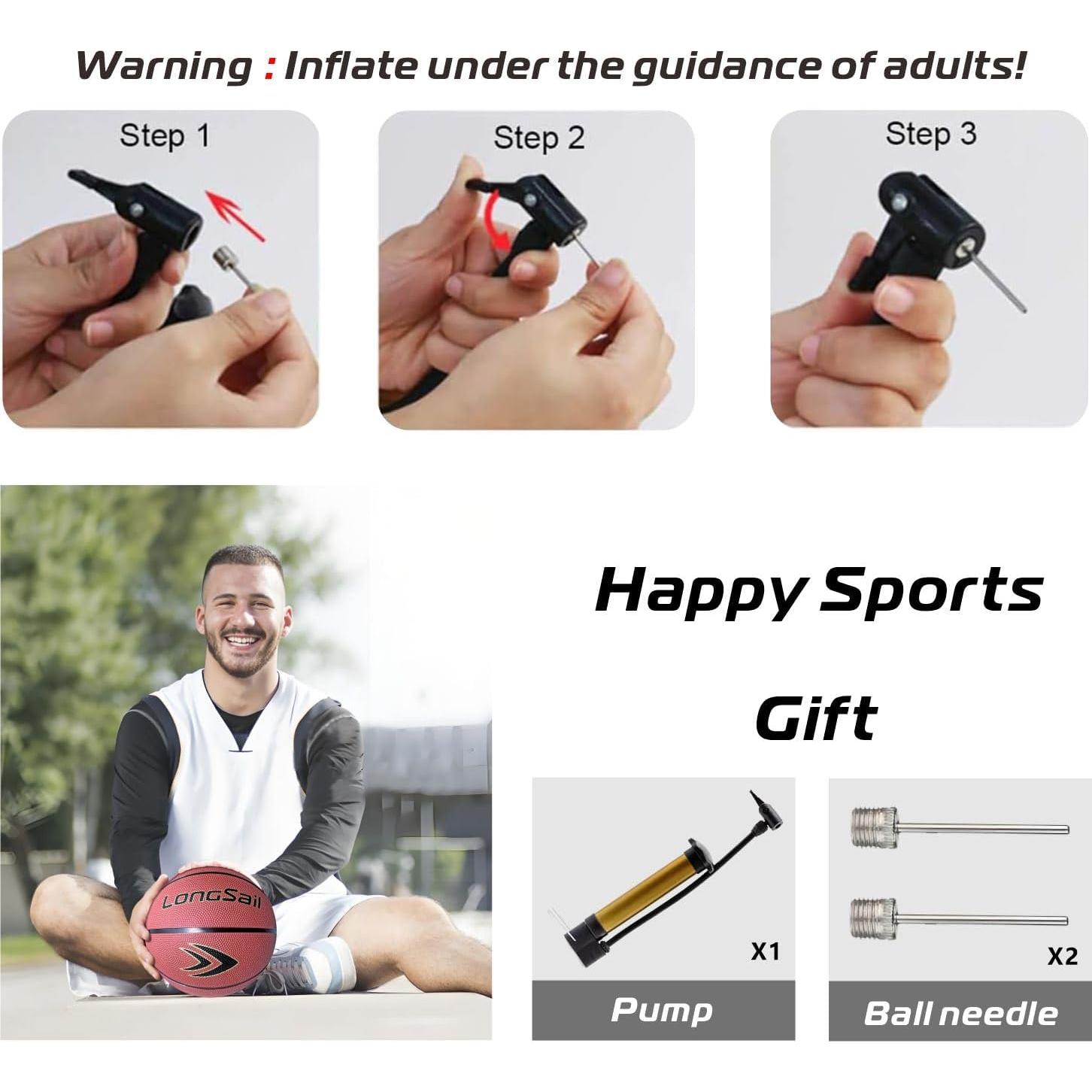 Balón de Baloncesto Longsail Tamaño 7 Goma Premium