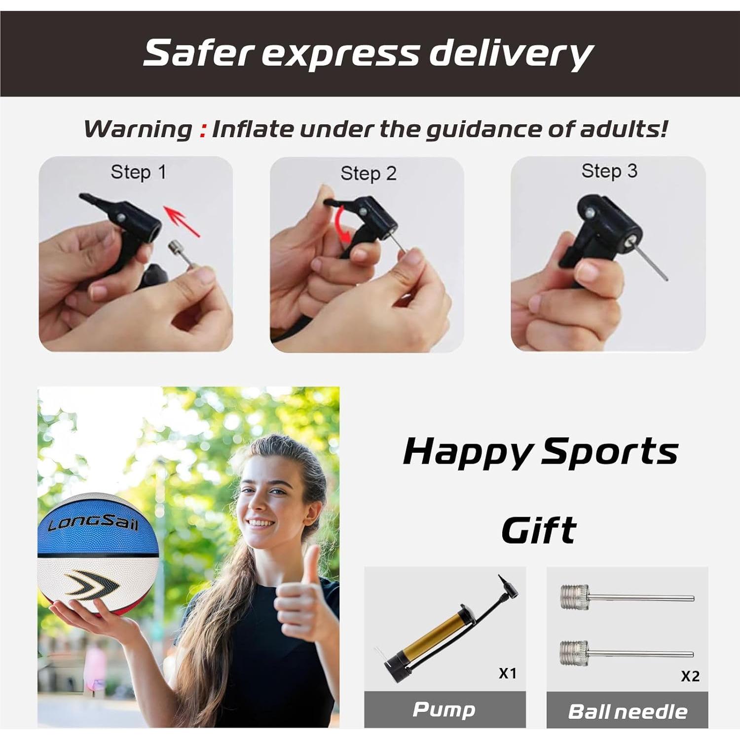 Balón de Baloncesto Longsail Tamaño 7 Goma 29.5"