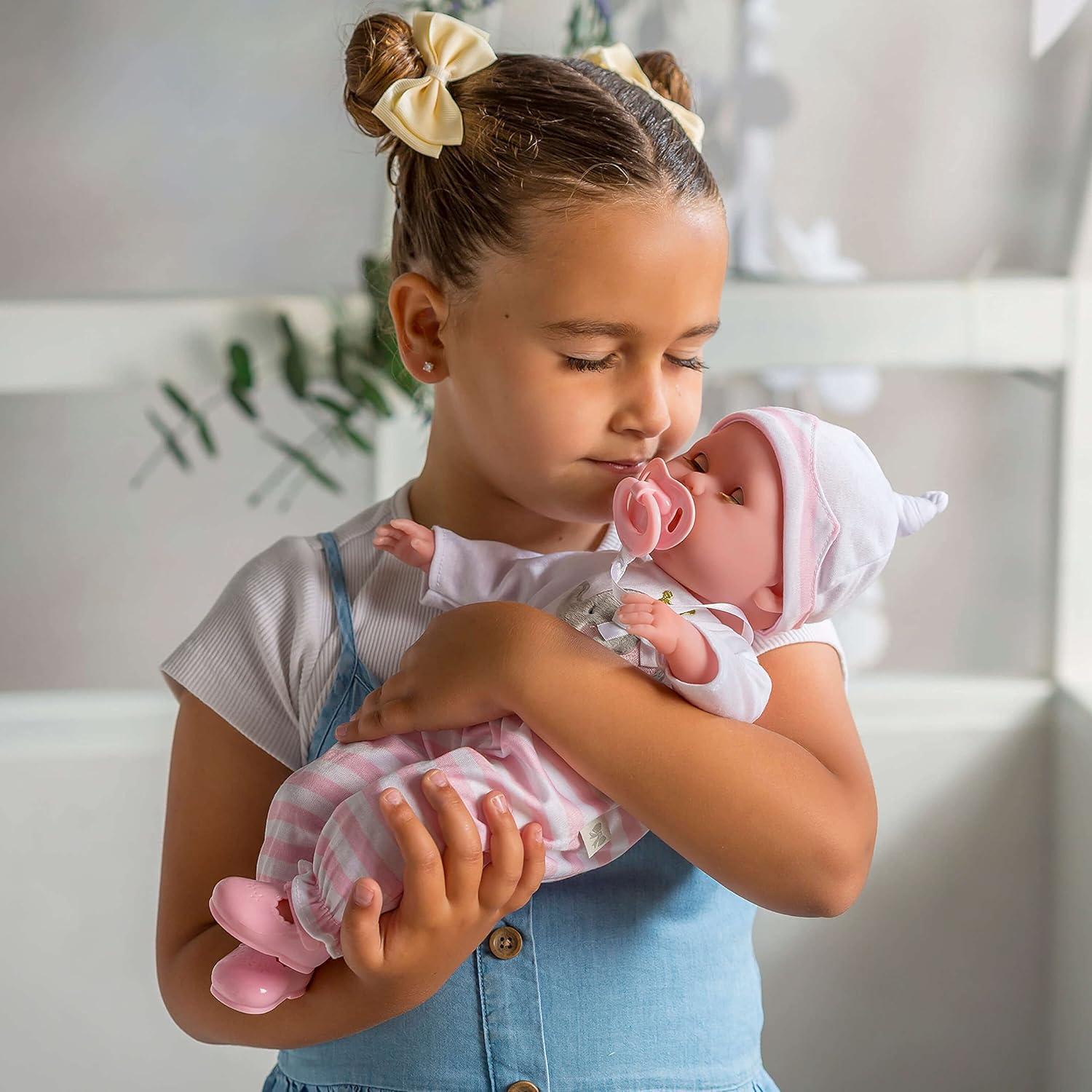 Muñeca de bebé JC Toys 38 cm con accesorios rosa 10 piezas