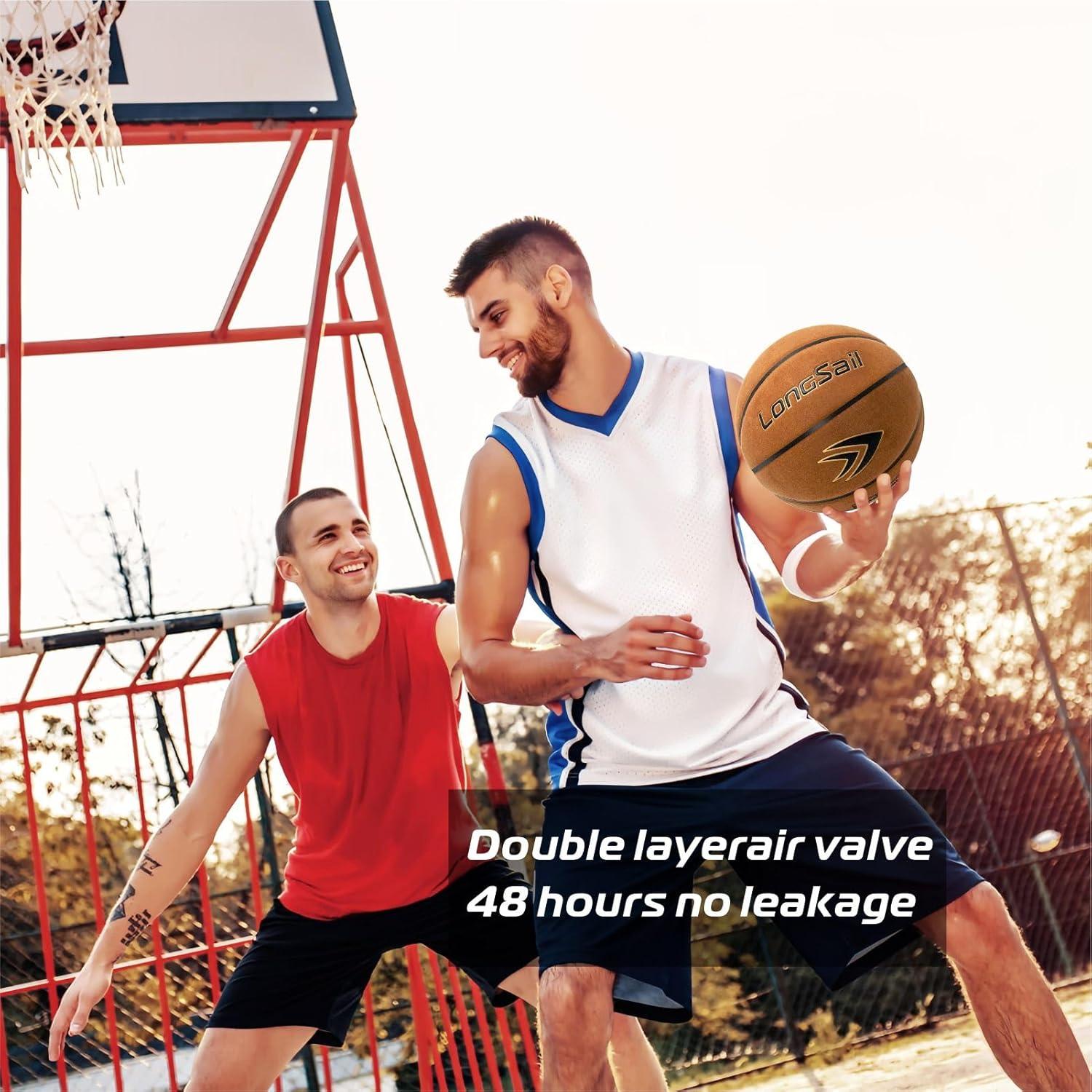 Kids Youth Adults Size 3/4/5/7 Basketball, 22.5"/25.5"/27.5"/29.5" Basketballs Composite Leather/Premium Rubber, Basketball with Pump for Indoor Outdoor, Beach and Pool Water Basketball