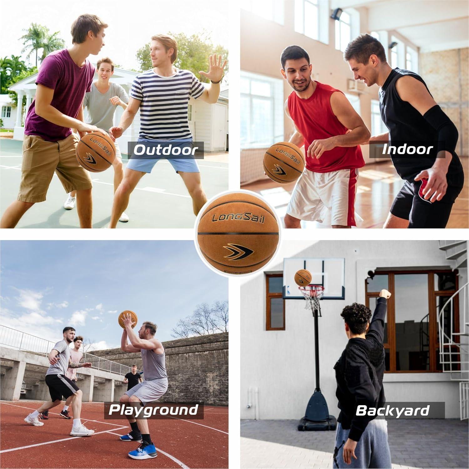 Kids Youth Adults Size 3/4/5/7 Basketball, 22.5"/25.5"/27.5"/29.5" Basketballs Composite Leather/Premium Rubber, Basketball with Pump for Indoor Outdoor, Beach and Pool Water Basketball