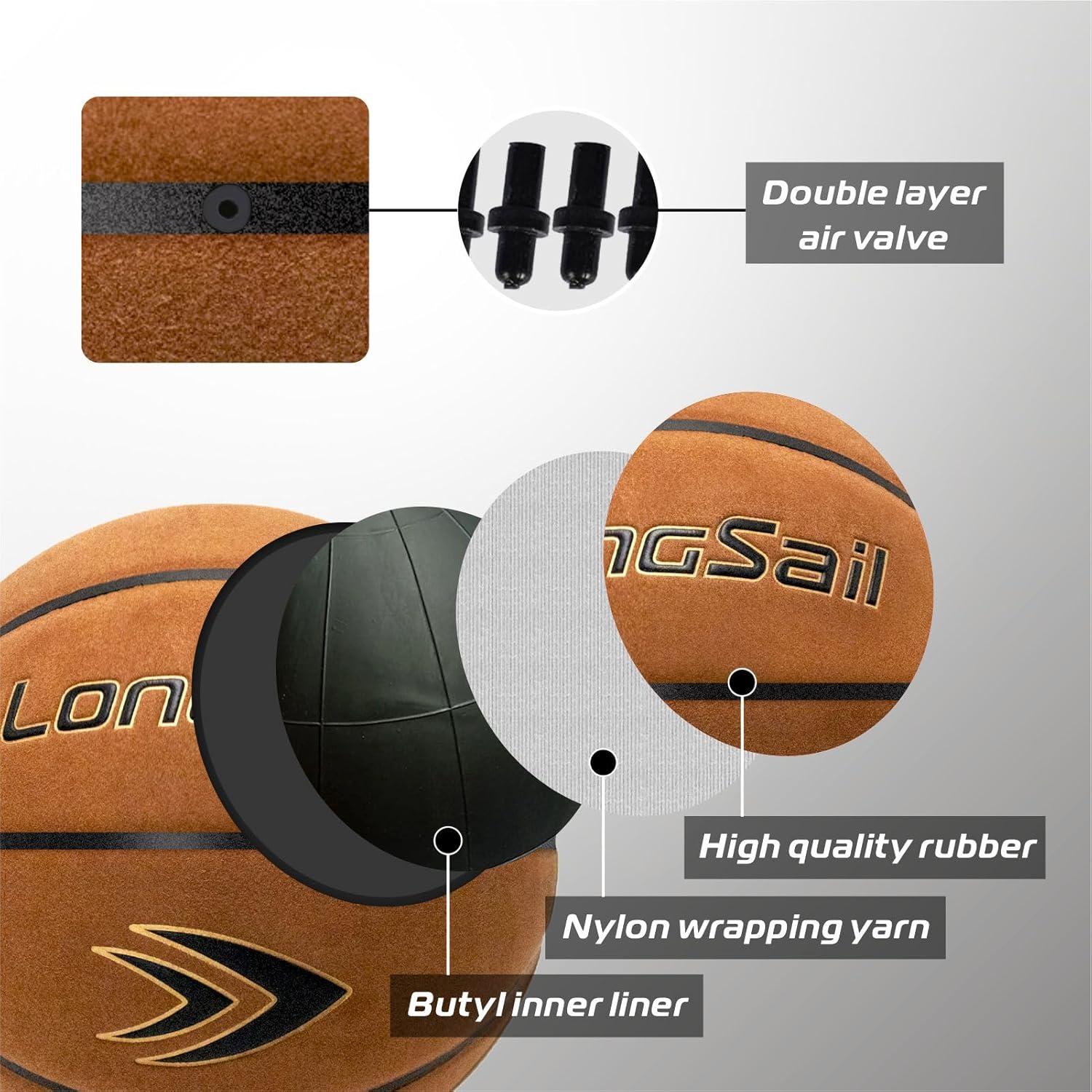 Kids Youth Adults Size 3/4/5/7 Basketball, 22.5"/25.5"/27.5"/29.5" Basketballs Composite Leather/Premium Rubber, Basketball with Pump for Indoor Outdoor, Beach and Pool Water Basketball