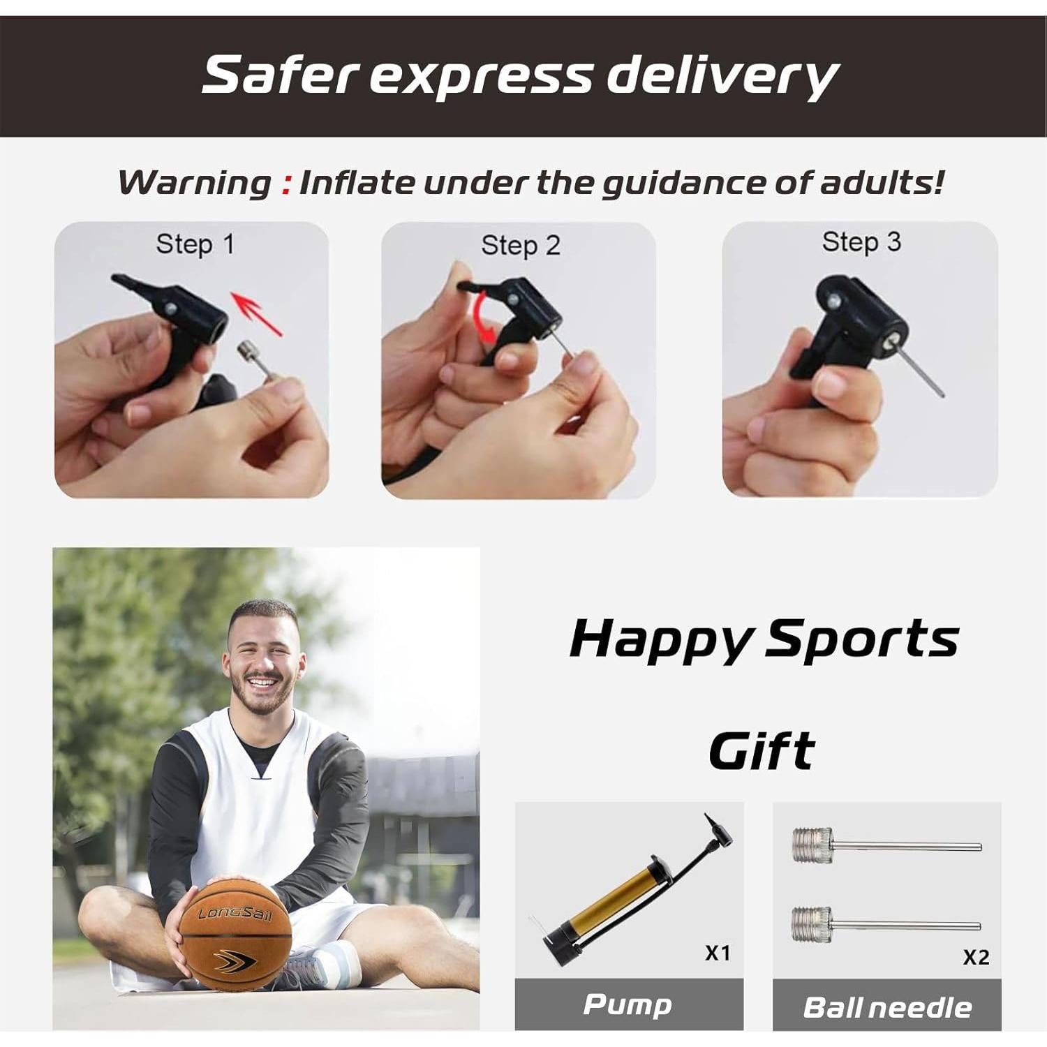 Kids Youth Adults Size 3/4/5/7 Basketball, 22.5"/25.5"/27.5"/29.5" Basketballs Composite Leather/Premium Rubber, Basketball with Pump for Indoor Outdoor, Beach and Pool Water Basketball