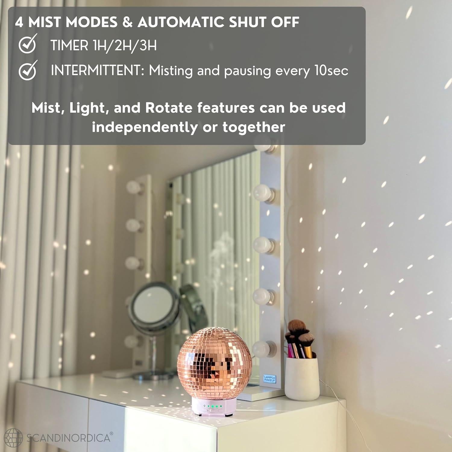 Difusor de Aroma Corvino 100 ML Oro Rosa con Luz Disco