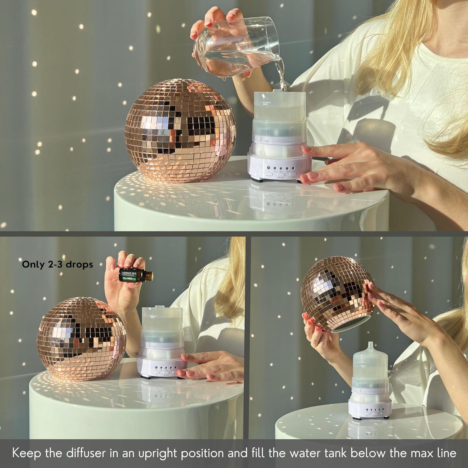 Difusor de Aroma Corvino 100 ML Oro Rosa con Luz Disco