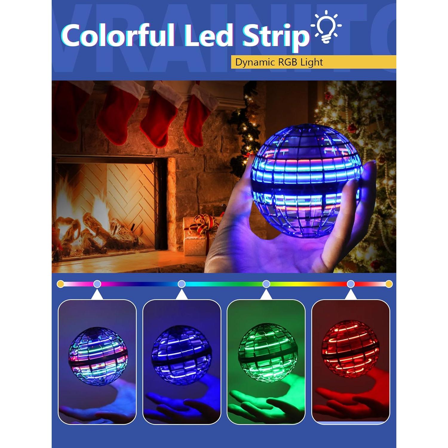 Galaxy Ball 2024 Upgraded, 2Pack Hand-Controlled Flying Orb Toy, Cosmic Globe 360Rotating Spinning Hover Ball for Kids, Blue