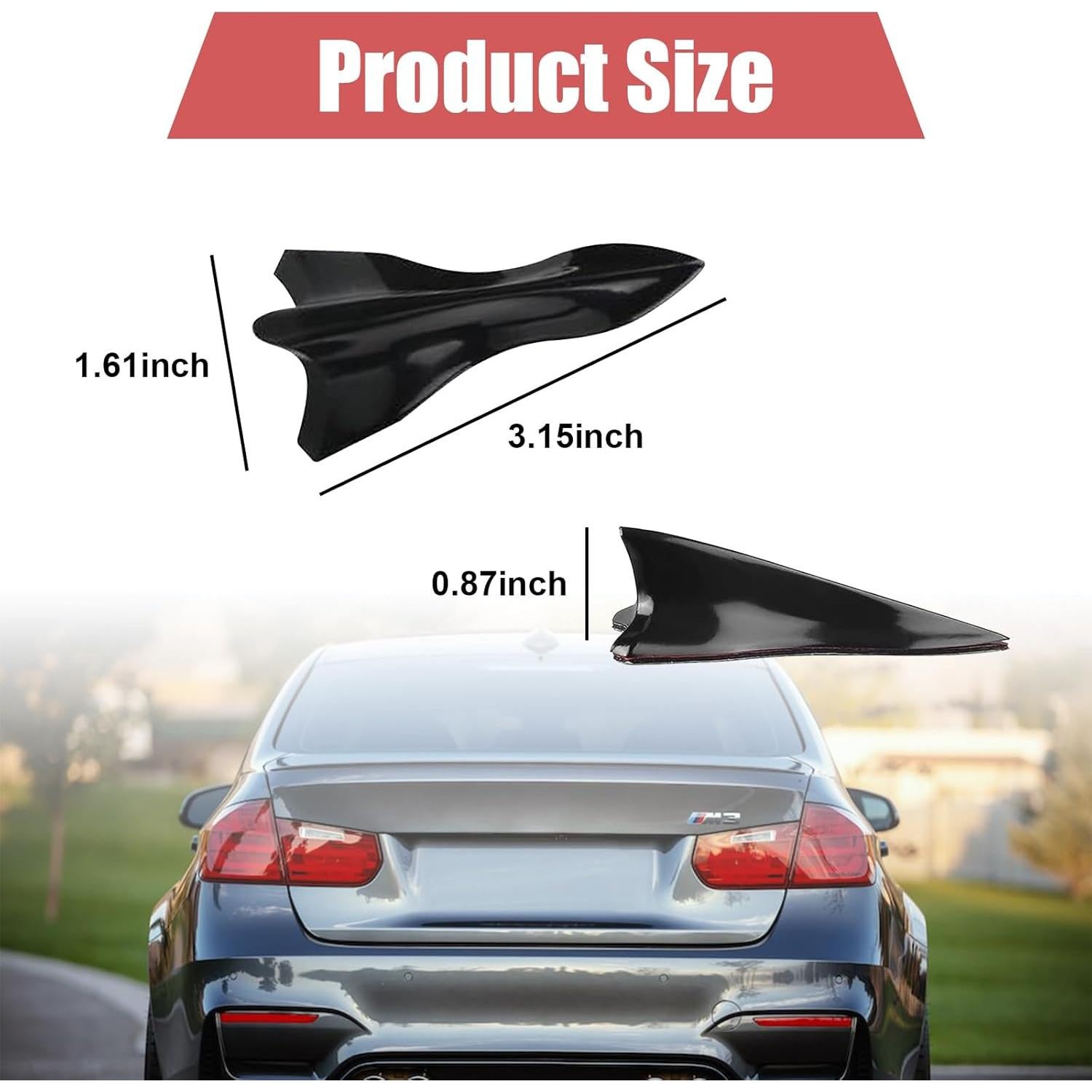 Difusor de Aleta de Tiburón Augeny 10 PCS Universal Negro