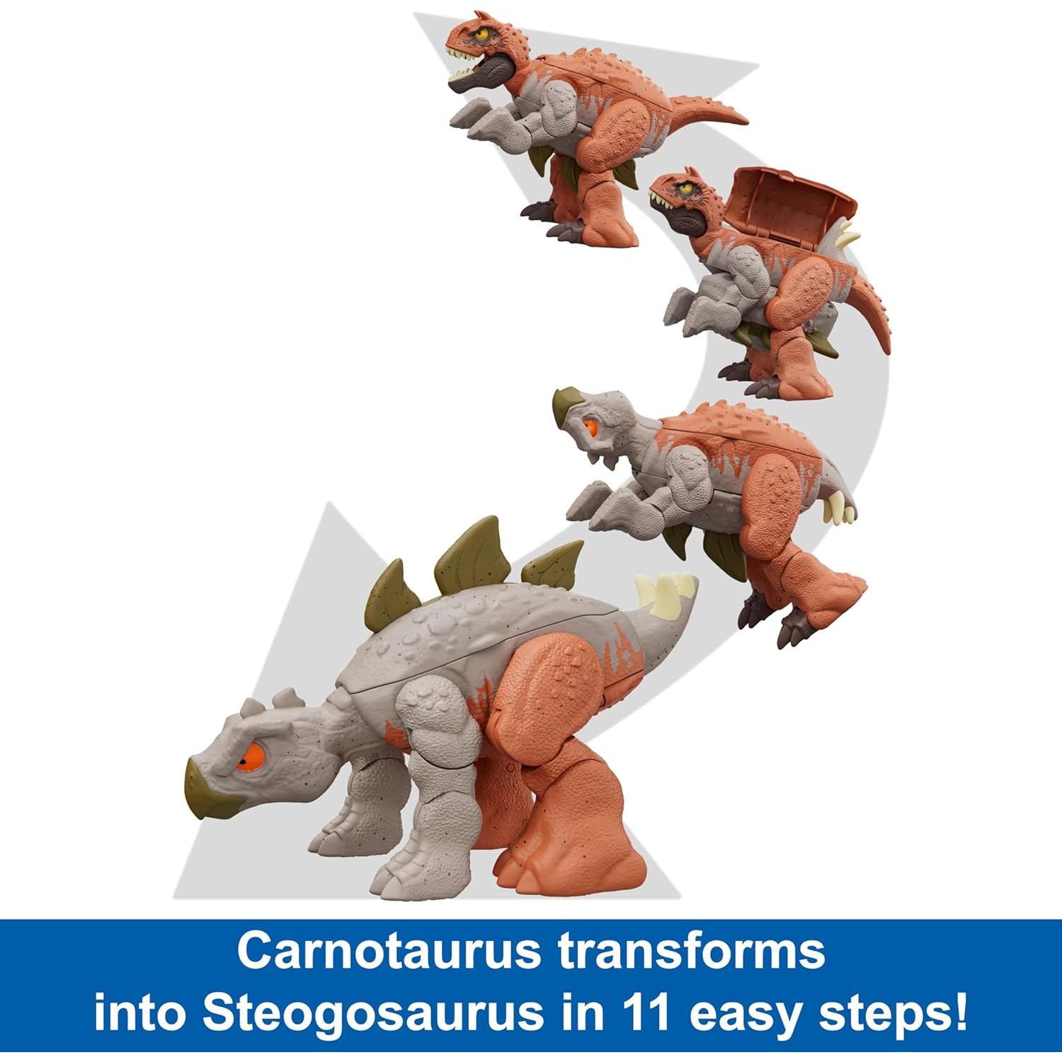 Figura de Acción Dinosaurio Mattel Fierce Changers Carnotaurus a Stegosaurus