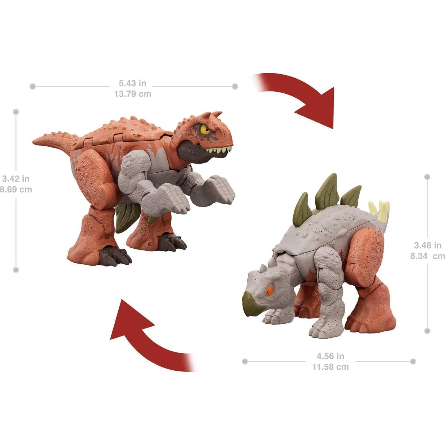 Figura de Acción Dinosaurio Mattel Fierce Changers Carnotaurus a Stegosaurus