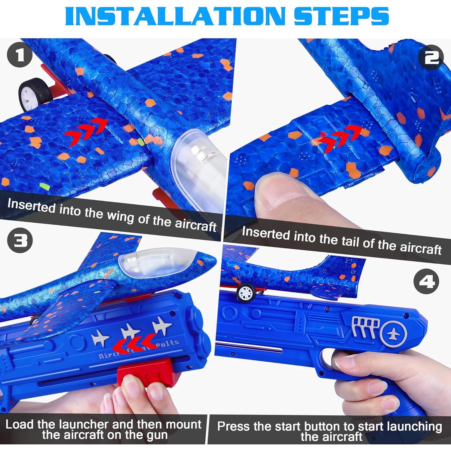 Paquete de 6 Juguetes Lanzadores de Aviones LED - LJZJ