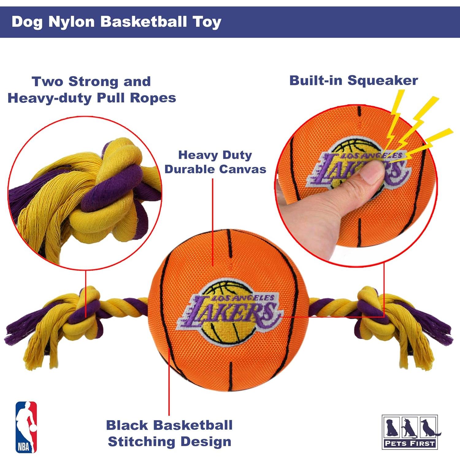 Juguete para perros NBA Pets First Lakers 10 cm con cuerda