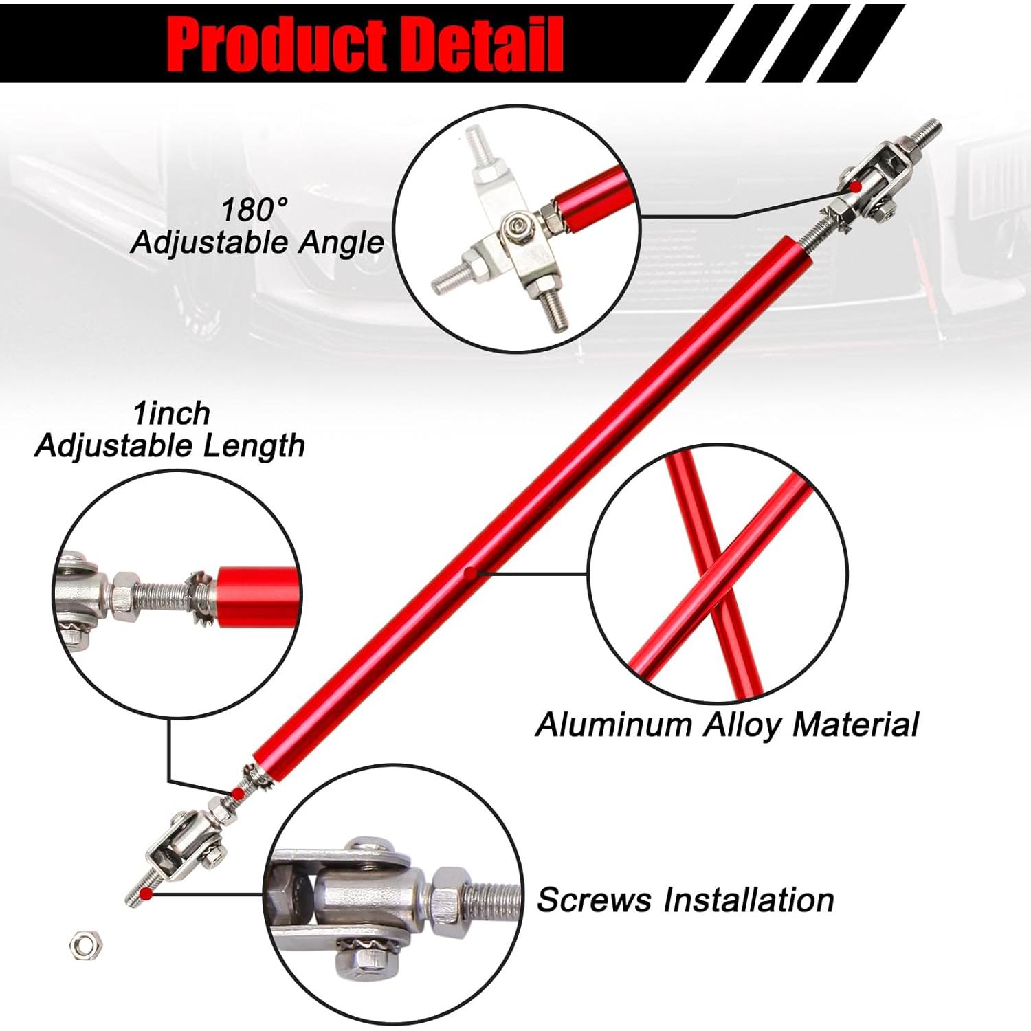 Varilla de Soporte de Lip Frontal DREAMOTOR Ajustable 20-28cm Rojo