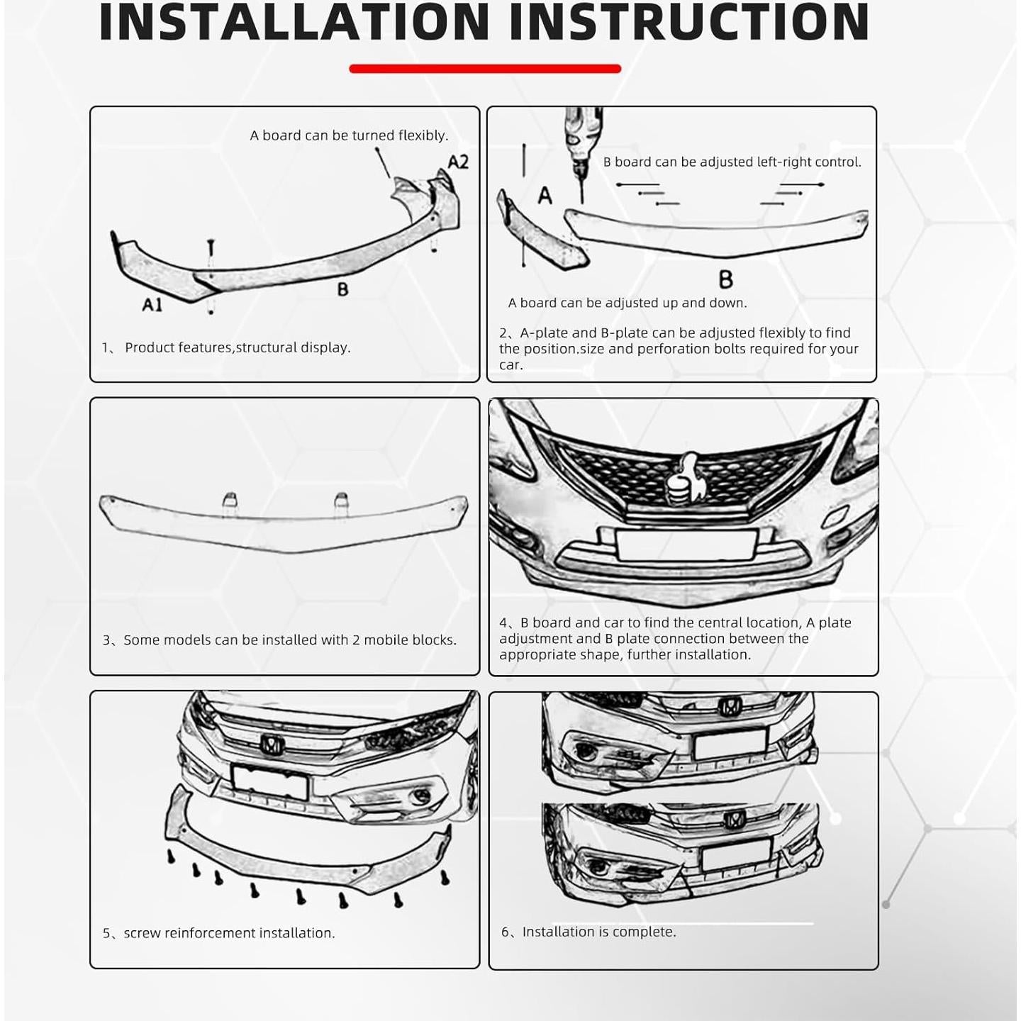 Labio Frontal Universal DEERMOTO Ajustable Rojo con Varillas