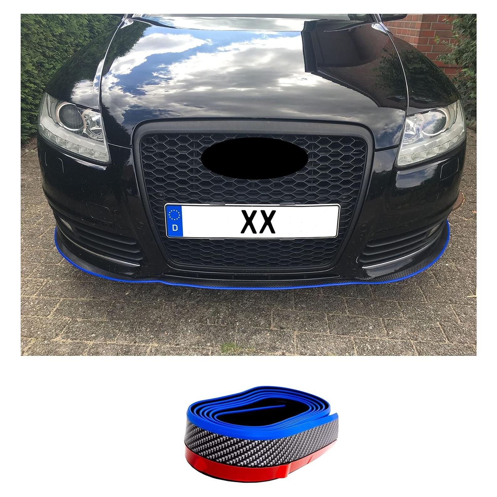 Labio de Parachoques Frontal Universal PU Carbono Azul 250cm