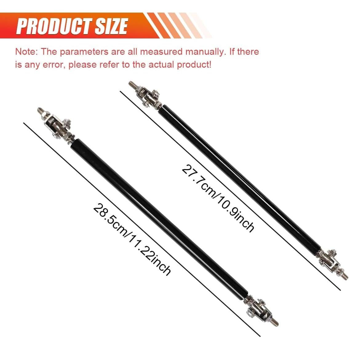 Varillas de Soporte Ajustables LHDOS para Parachoques Coche Negro