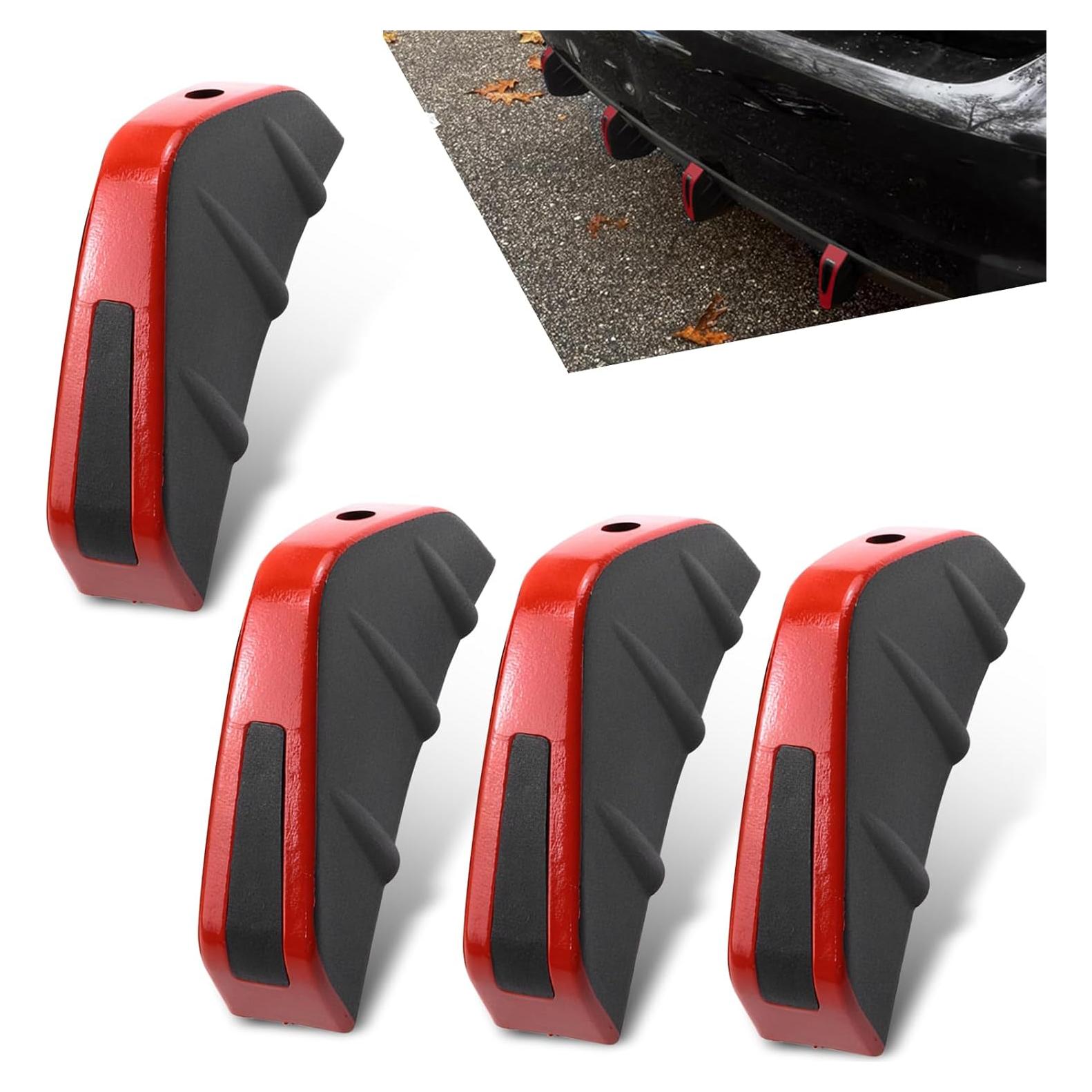 Difusor de Labio Inferior de Parachoques Icykale 4 PCS Rojo