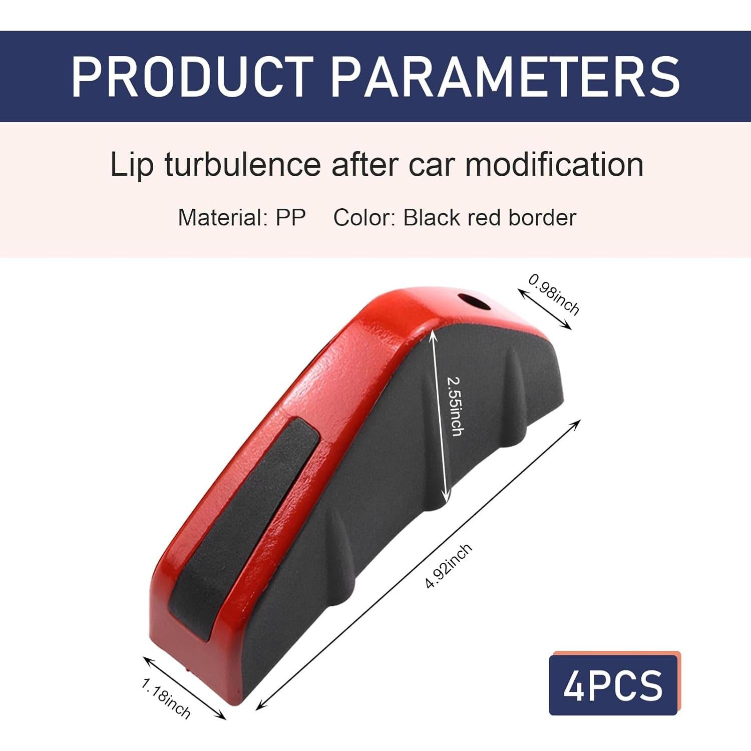 Difusor de Labio Inferior de Parachoques Icykale 4 PCS Rojo