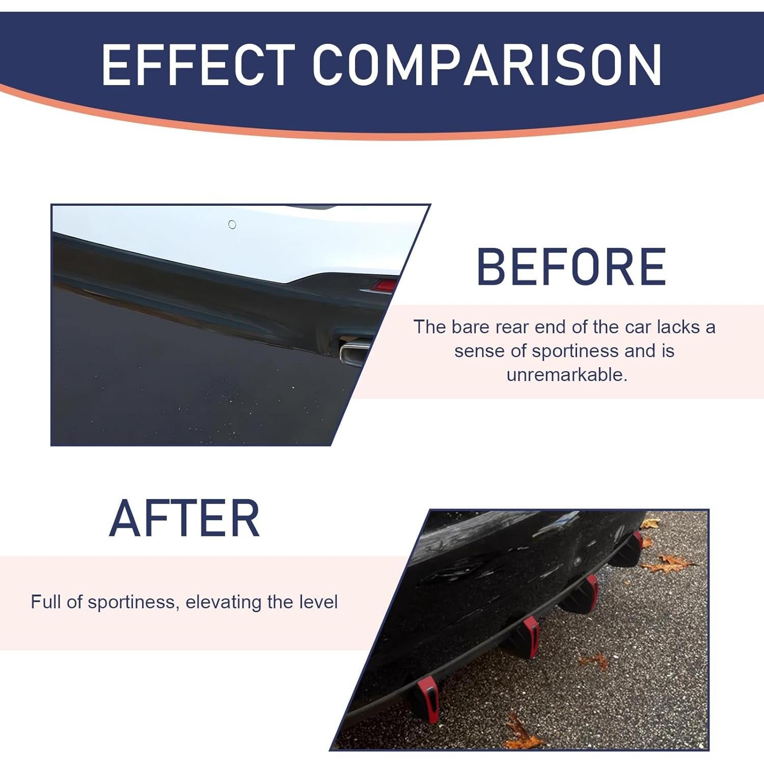 Difusor de Labio Inferior de Parachoques Icykale 4 PCS Rojo