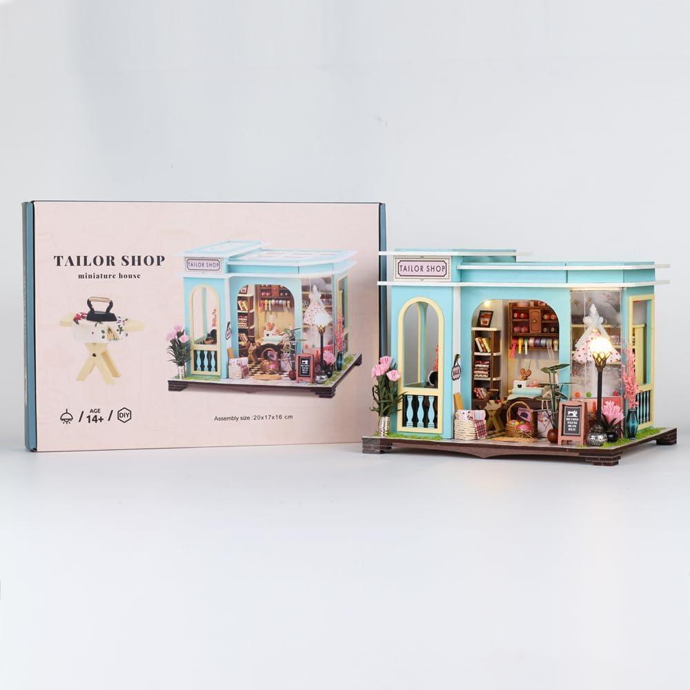 Kit Casa Miniatura DIY FLYNOVA Taller de Sastre con LED