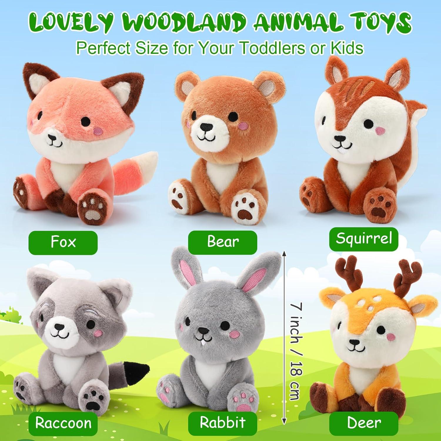 6 Juguetes de Peluche Animales del Bosque RoundFunny 18 cm