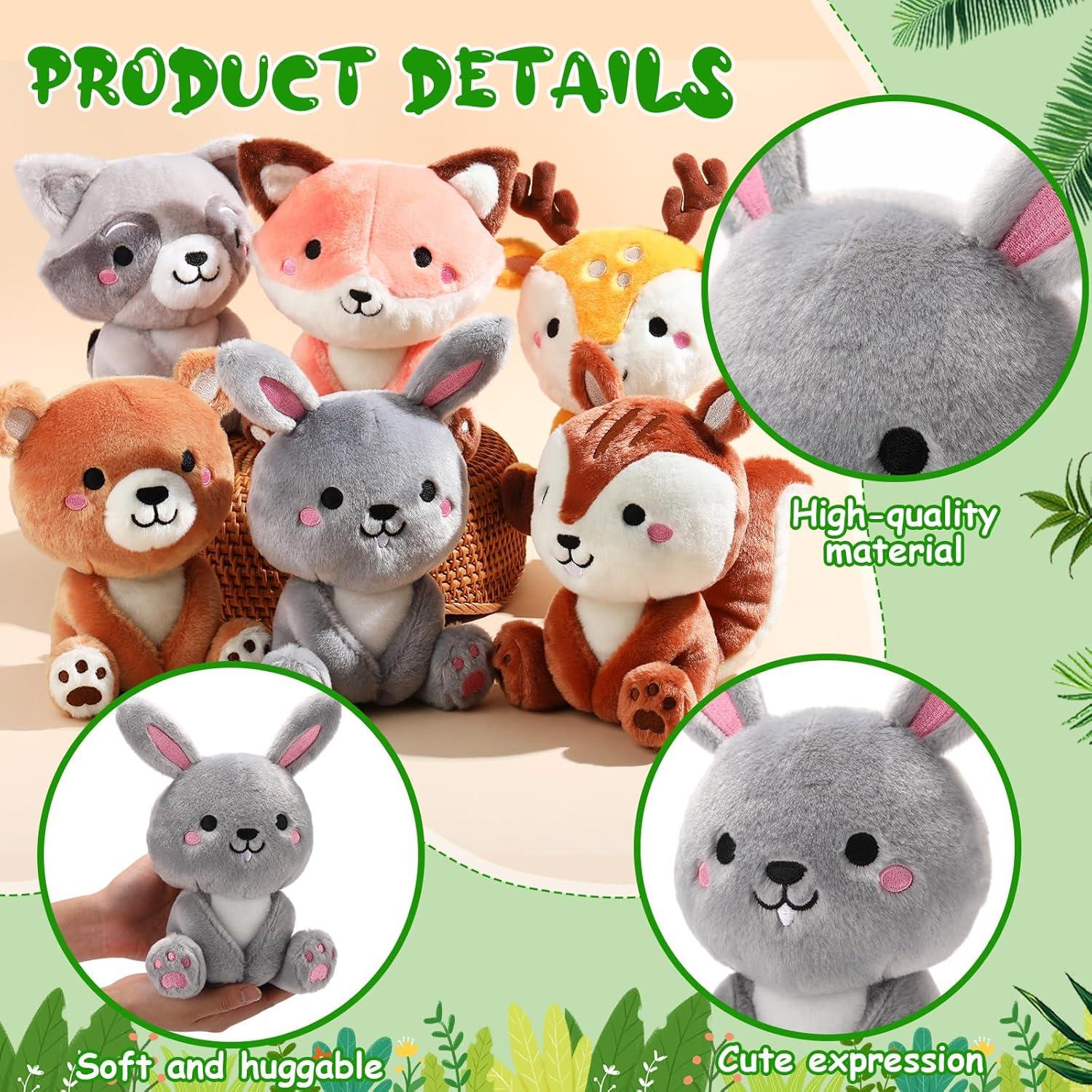 6 Juguetes de Peluche Animales del Bosque RoundFunny 18 cm