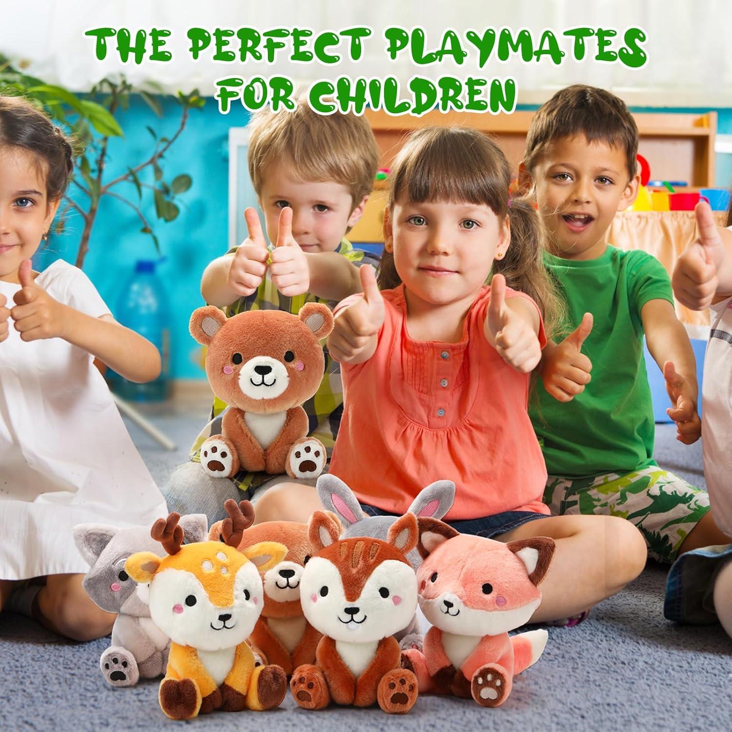 6 Juguetes de Peluche Animales del Bosque RoundFunny 18 cm