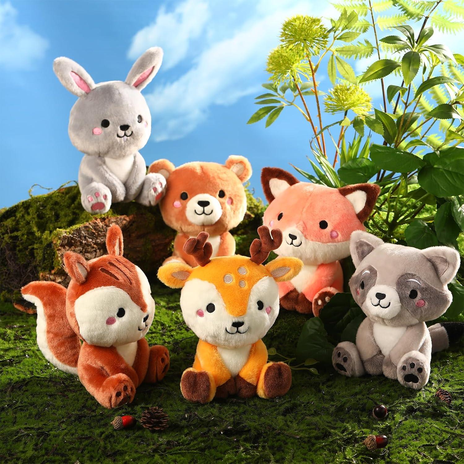 6 Juguetes de Peluche Animales del Bosque RoundFunny 18 cm