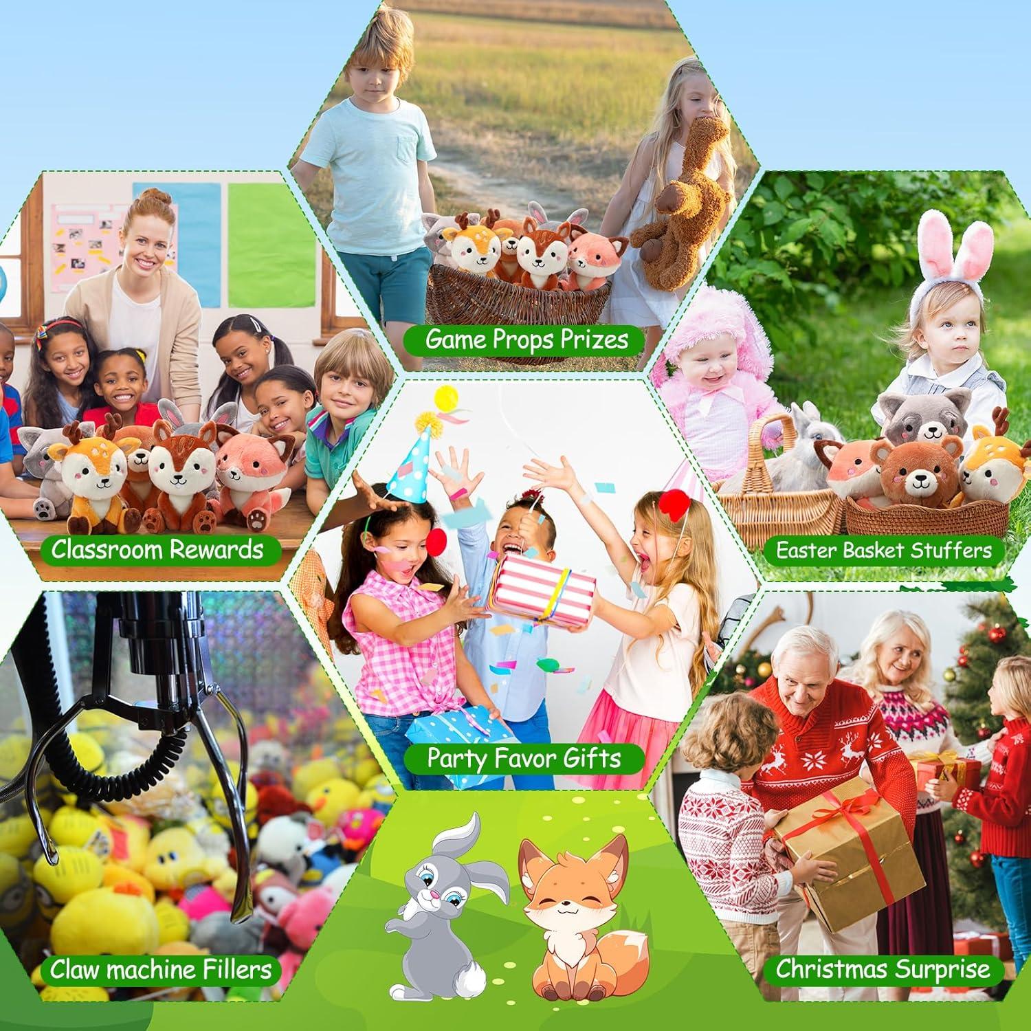 6 Juguetes de Peluche Animales del Bosque RoundFunny 18 cm