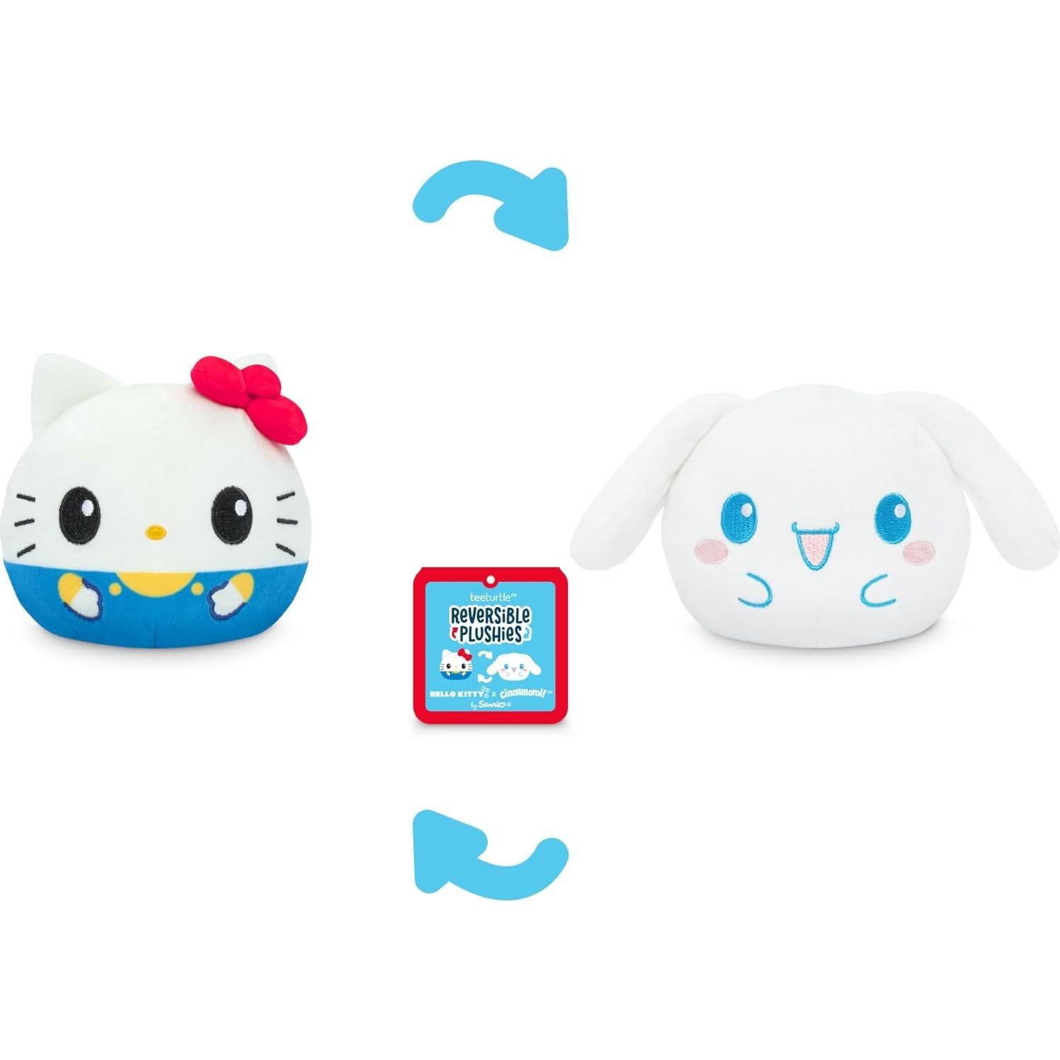 Peluche Reversible TeeTurtle Hello Kitty y Cinnamoroll 10cm
