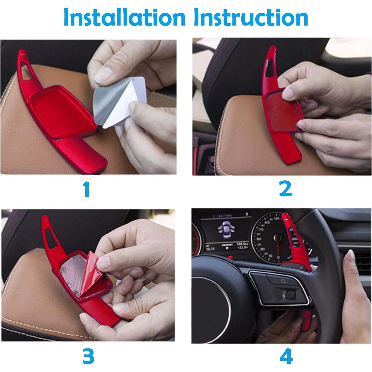 Extensiones de Palanca de Cambio Audi A4 A3 A5 Q5 Q7 Q8 2017-2021 Rojo