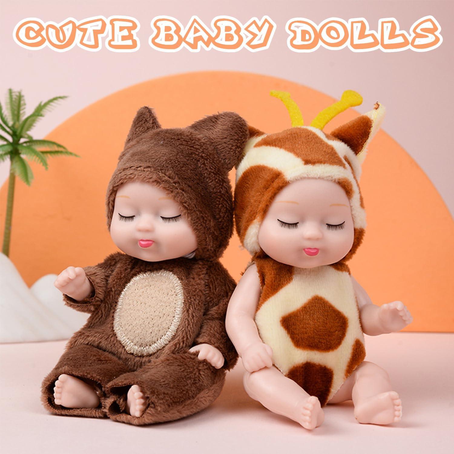 Set 10 Mini Muñecas Bebé Haawooky 10 cm con Ropa de Animales