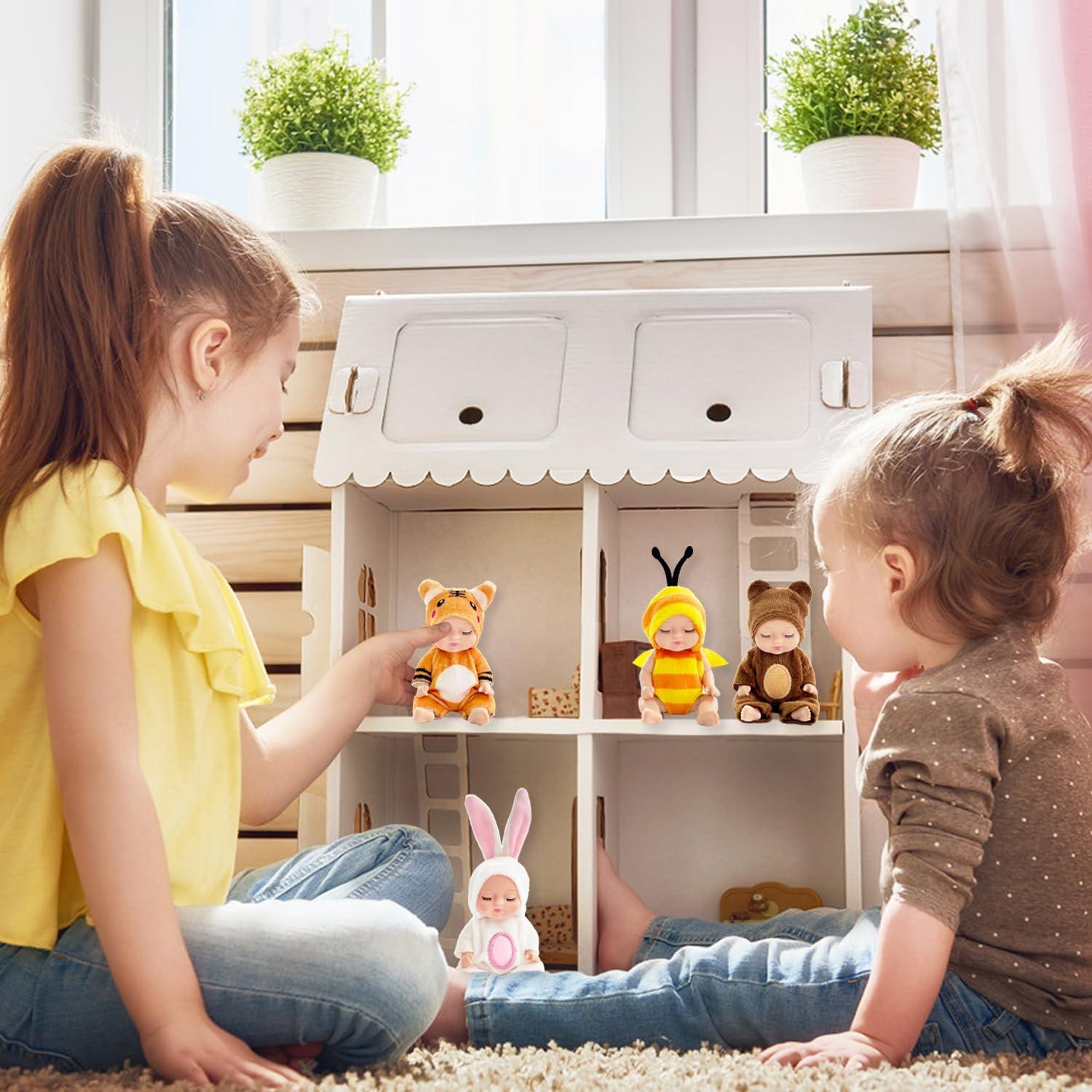 Set 10 Mini Muñecas Bebé Haawooky 10 cm con Ropa de Animales