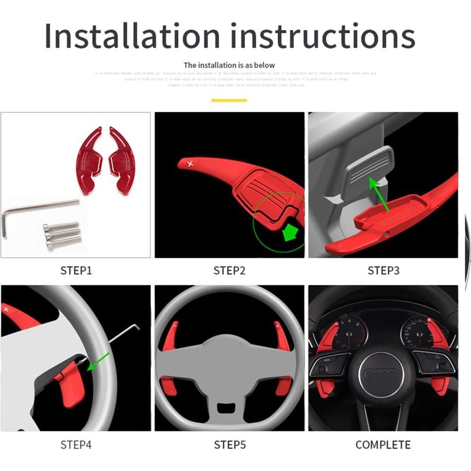Extensiones de Palanca de Cambio Rojo SANRILY para Audi A3 A4 A5 A6 A7 A8 Q3 Q5 Q7 TT TTS S3 S5 S6 S7 S8 SQ5 RS3 RS6 R8