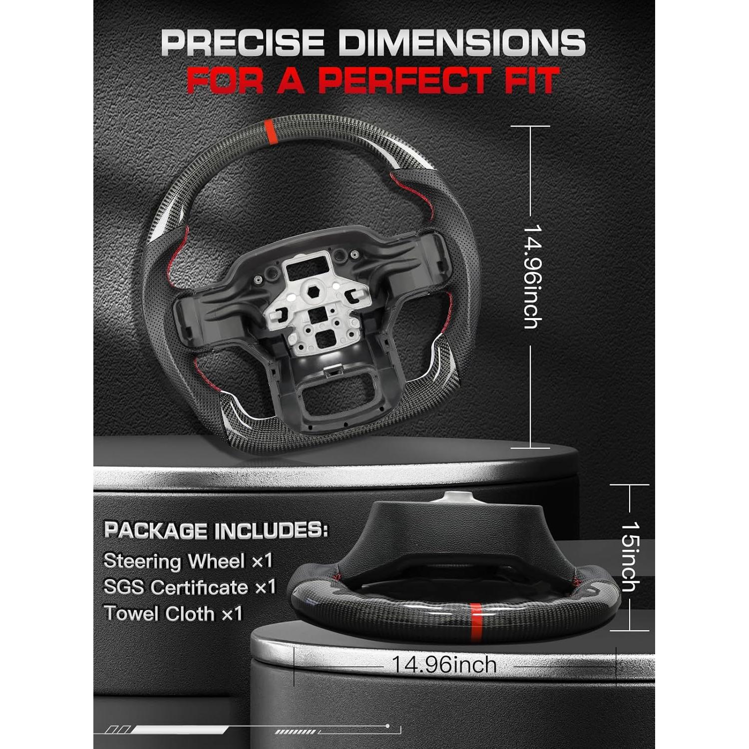 Volante de Fibra de Carbono TESFEEL para Ford F-150 2021-2024