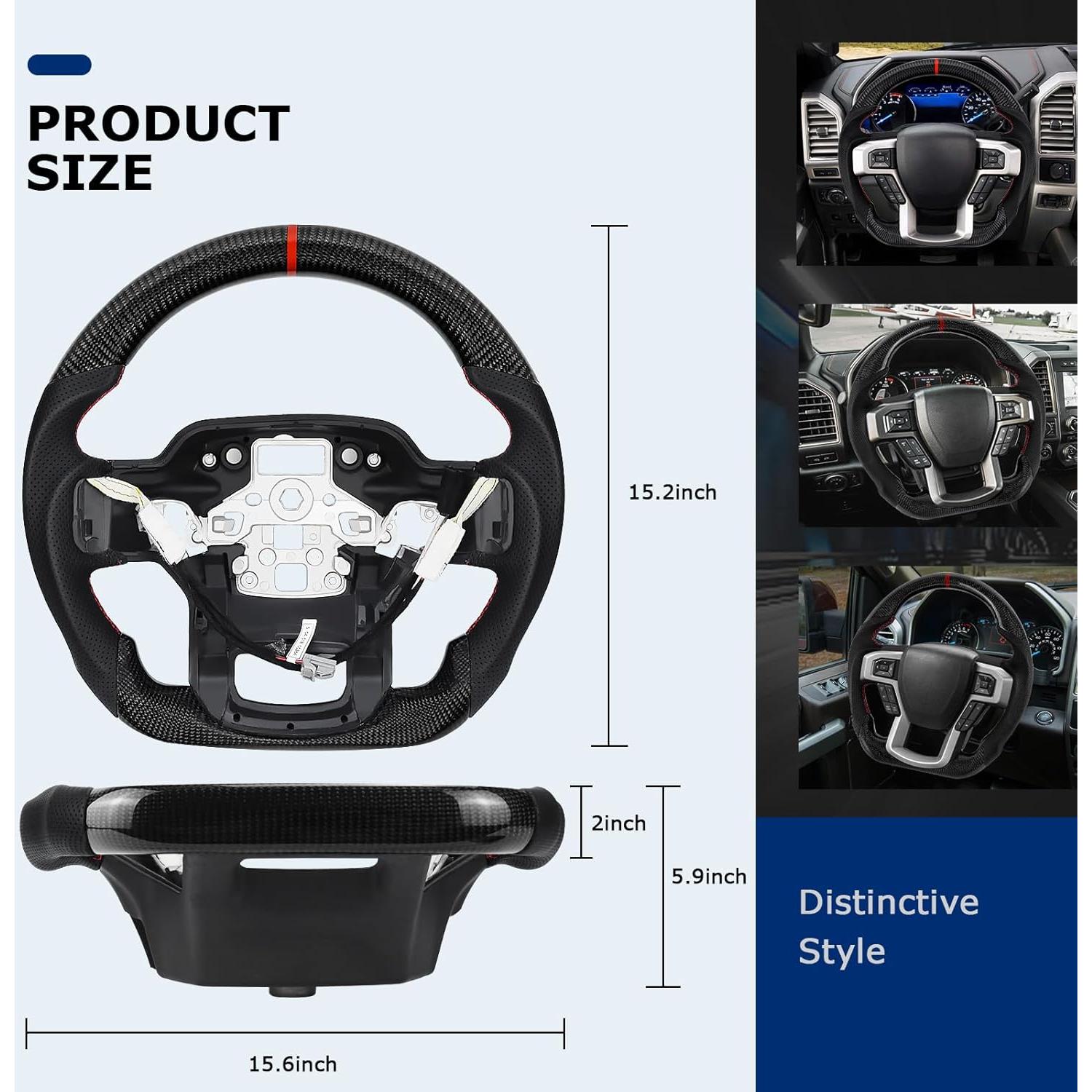 Volante de fibra de carbono VOONKE para Ford F150 Raptor 2021-2023