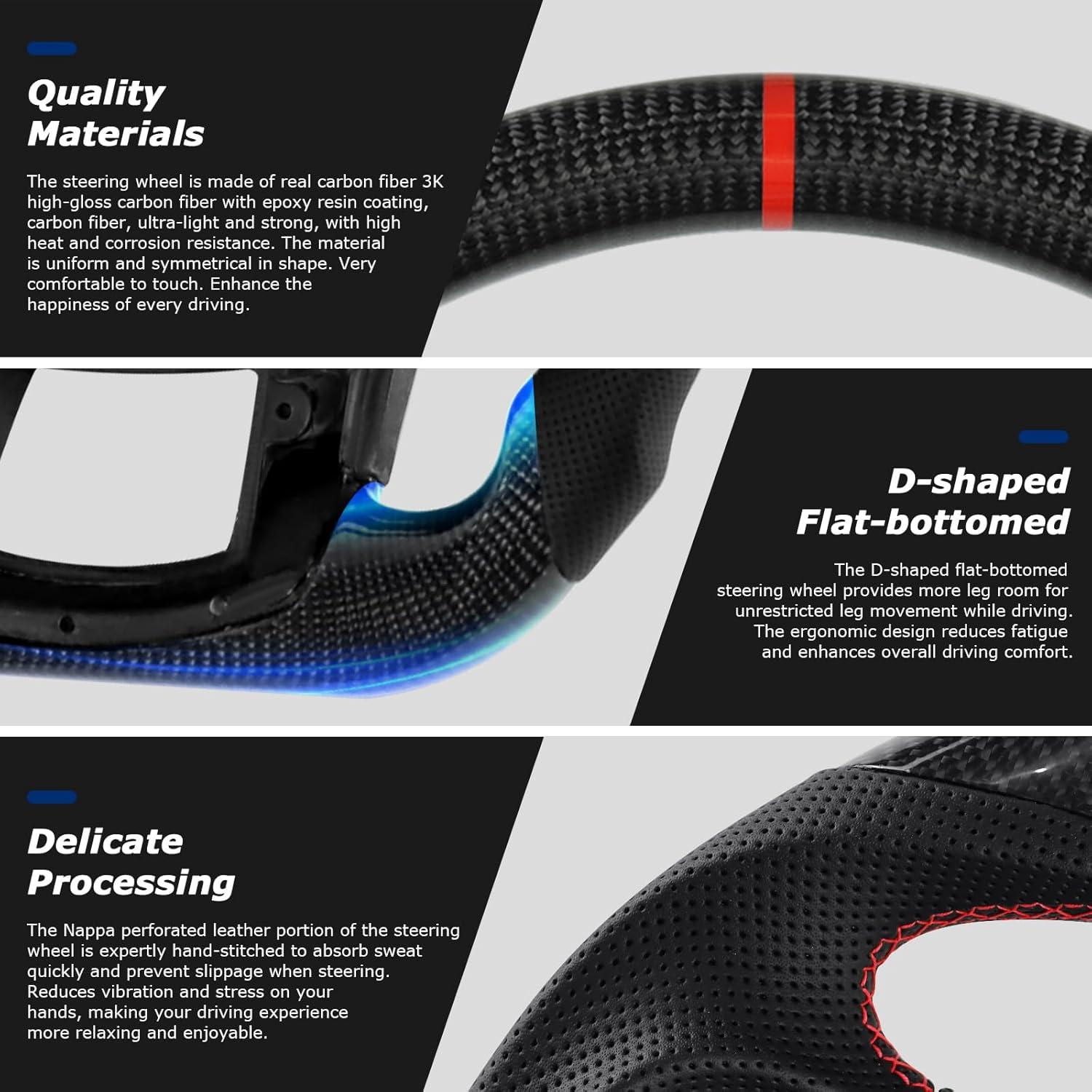 Volante de fibra de carbono VOONKE para Ford F150 Raptor 2021-2023